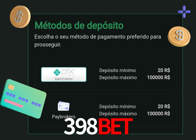 O cassino 398bet oferece uma grande variedade de métodos de pagamento